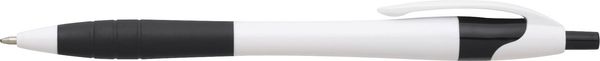 Am image of a Custom Cougar Rubber Grip Ballpoint Pen in Black Trim/White!