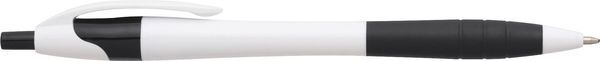 Am image of a Custom Cougar Rubber Grip Ballpoint Pen in Black Trim/White!