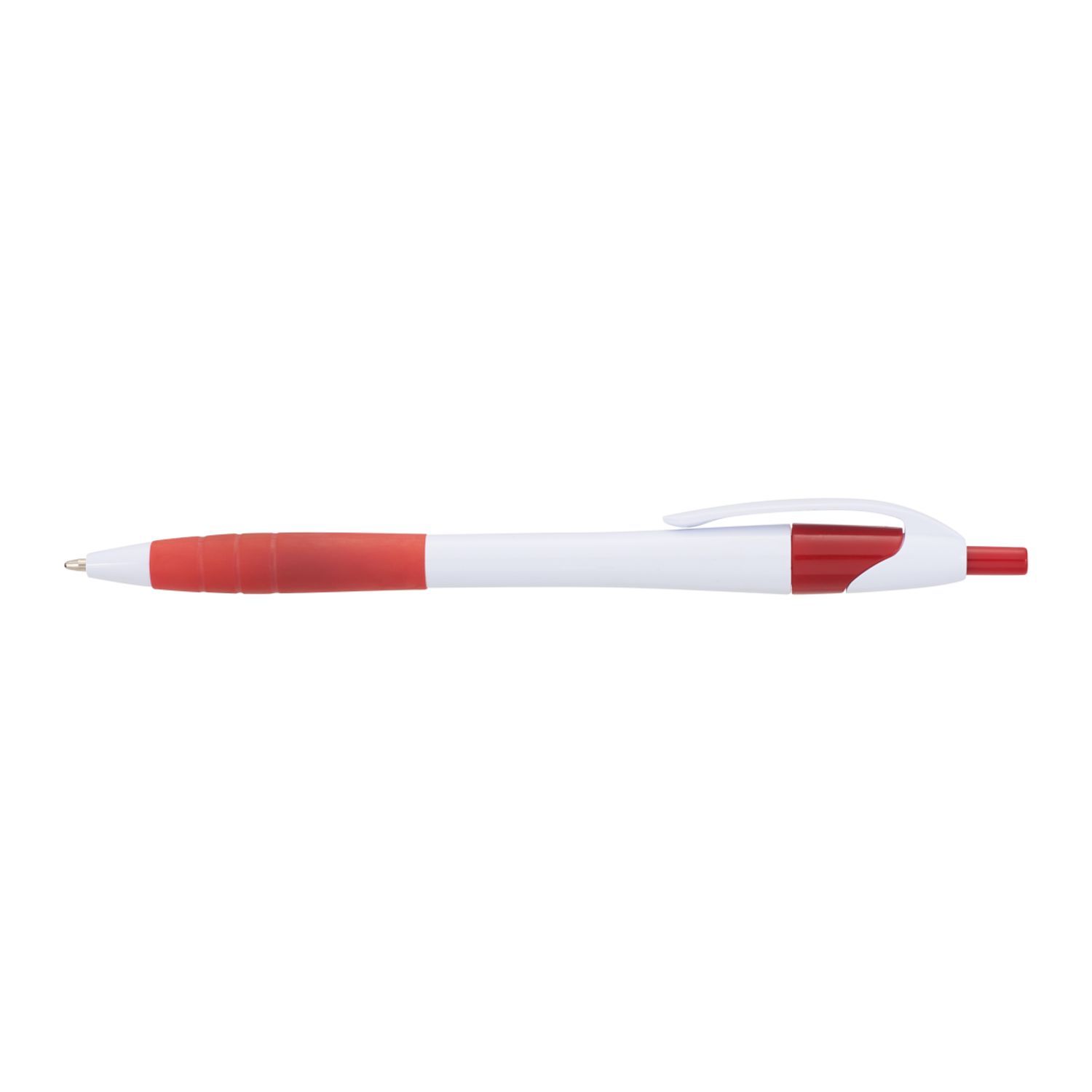 Cougar Rubber Grip Ballpoint Pen in White w/Red Trim
