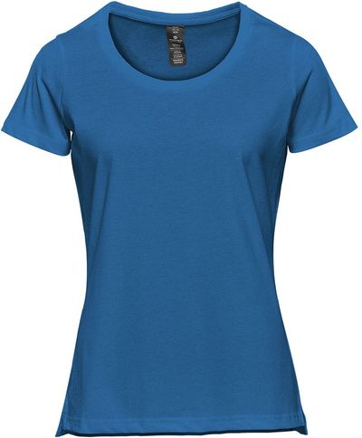 Am image of a Custom Stormtech Women's Equinox Short Sleeve Tee in Steel Blue!