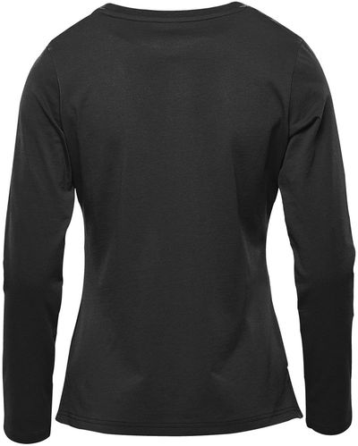 Am image of a Custom Stormtech Womens Equinox Long Sleeve Tee in Black!