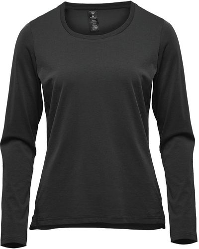 Am image of a Custom Stormtech Womens Equinox Long Sleeve Tee in Black!