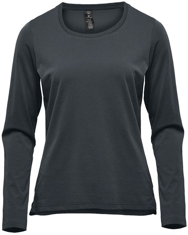 Am image of a Custom Stormtech Womens Equinox Long Sleeve Tee in Dolphin!