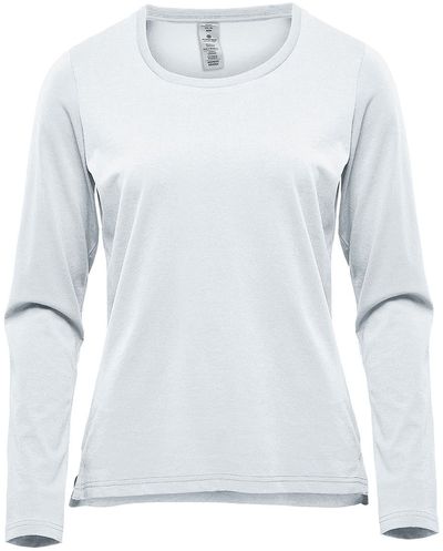Am image of a Custom Stormtech Womens Equinox Long Sleeve Tee in White!