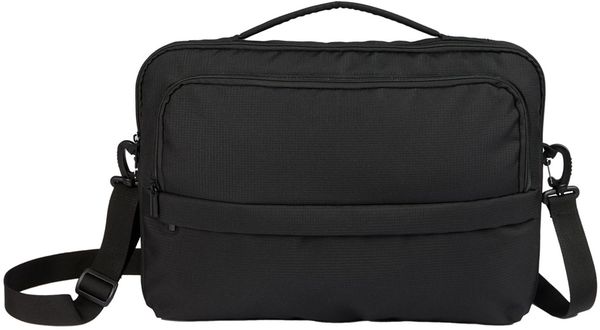 Am image of a Custom Crossbody Recycled Messenger Bag in Black!