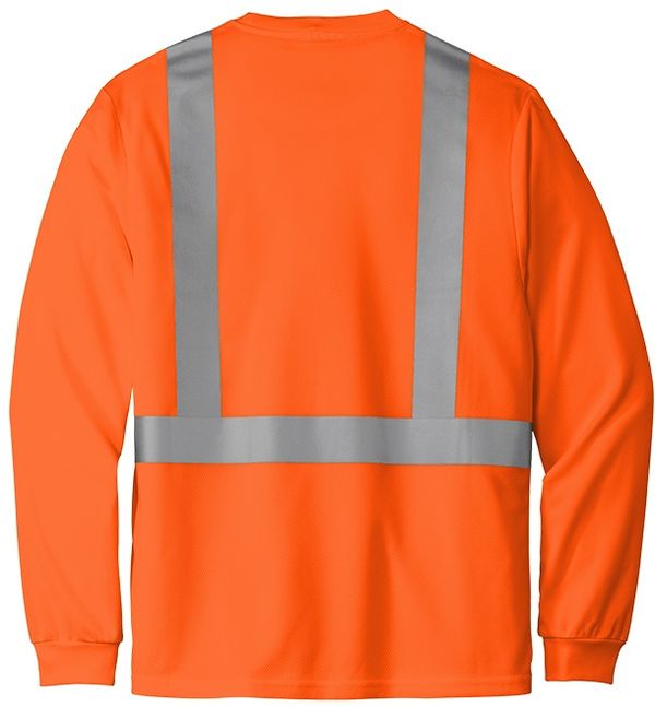 An image of a Custom CornerStone ANSI 107 Class 2 Mesh Long Sleeve Tee in Safety Orange!