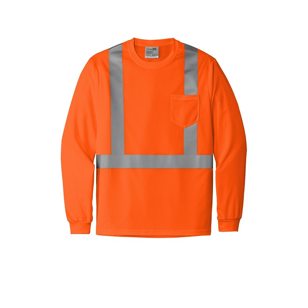 CornerStone ANSI 107 Class 2 Mesh Long Sleeve Tee in Safety Orange