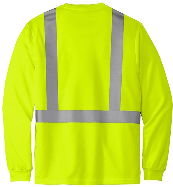 An image of a Custom CornerStone ANSI 107 Class 2 Mesh Long Sleeve Tee in Safety Yellow!
