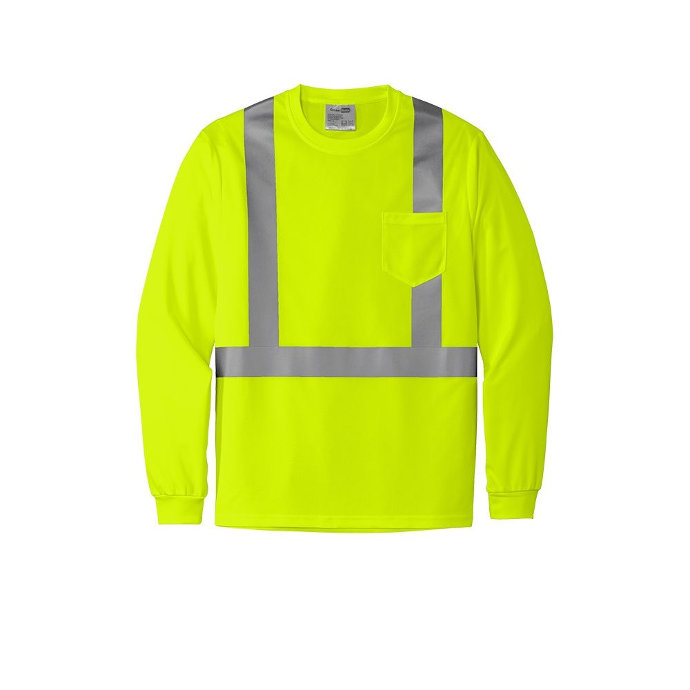 CornerStone ANSI 107 Class 2 Mesh Long Sleeve Tee in Safety Yellow