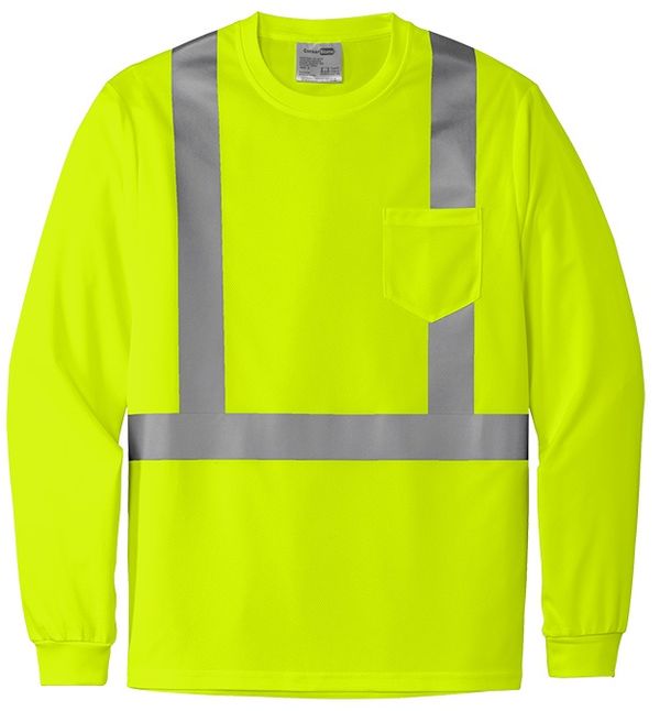 An image of a Custom CornerStone ANSI 107 Class 2 Mesh Long Sleeve Tee in Safety Yellow!
