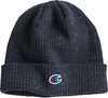 Am image of a Custom Champion Ribbed Knit Cuffed Beanie in Heather Navy!