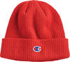 Am image of a Custom Champion Ribbed Knit Cuffed Beanie in Red Scarlet!