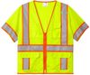 Am image of a Custom CornerStone ANSI 107 Class 3 Surveyor Mesh Zippered Two Tone Short Sleeve Vest in Safety Yellow!