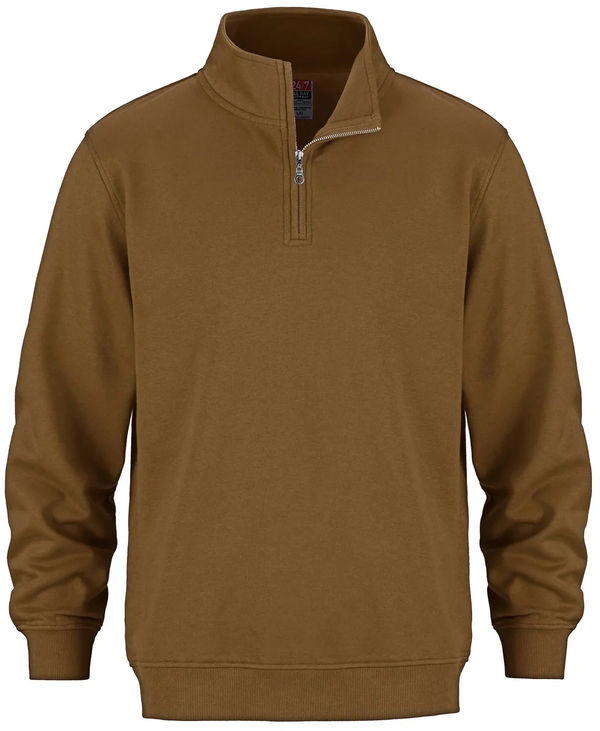 Am image of a Custom CSW Flux Quarter Zip Pullover in Caramel!