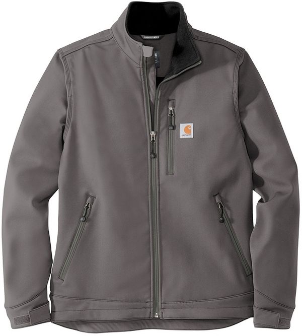 Am image of a Custom Carhartt Crowley Soft Shell Jacket in Charcoal!