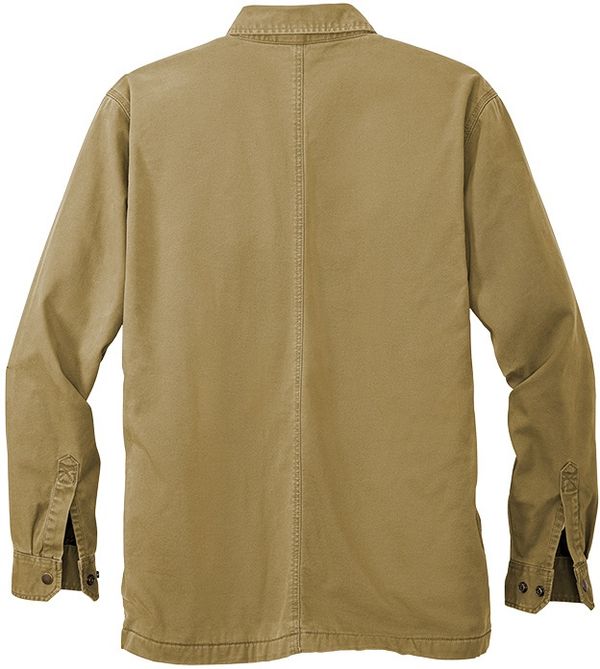 Am image of a Custom Carhartt Rugged Flex Fleece Lined Shirt Jacket in Dark Khaki!
