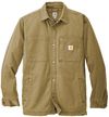Am image of a Custom Carhartt Rugged Flex Fleece Lined Shirt Jacket in Dark Khaki!