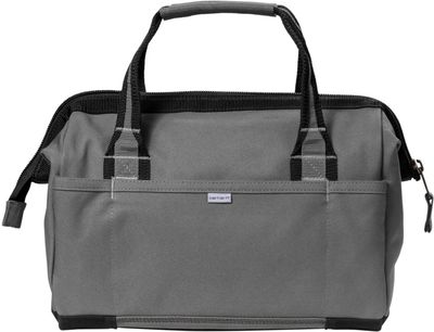Am image of a Custom Carhartt Foundry Series 14 Inch Tool Bag in Grey!