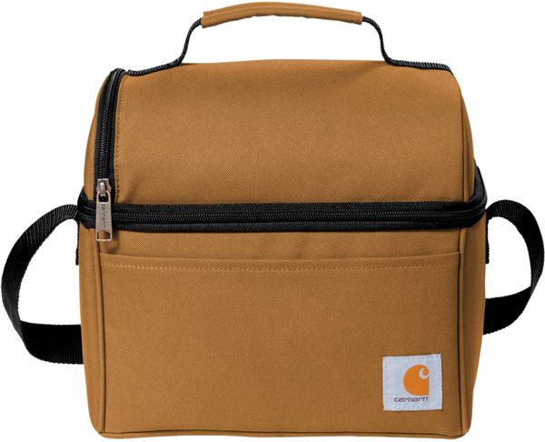 Am image of a Custom Carhartt Lunch 6 Can Cooler in Carhartt Brown!