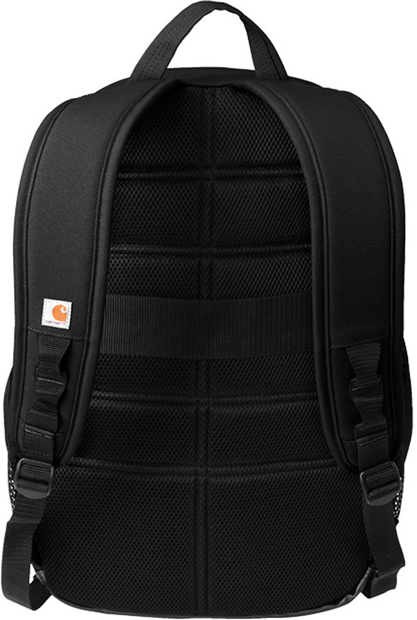 Am image of a Custom Carhartt 28L Foundry Series Dual Compartment Backpack in Black!