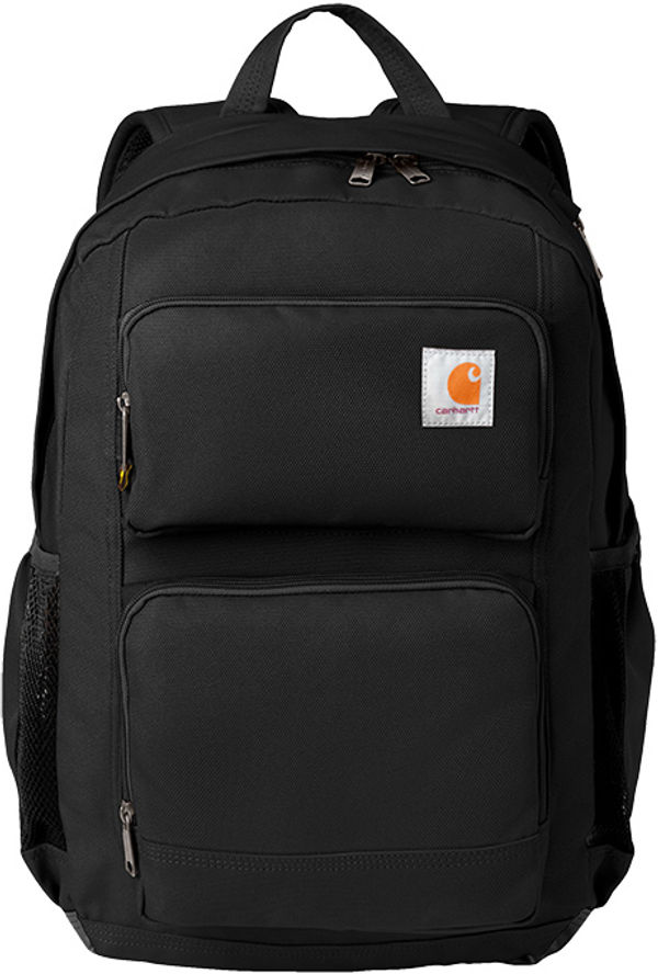 Am image of a Custom Carhartt 28L Foundry Series Dual Compartment Backpack in Black!