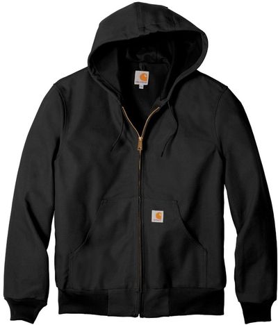 Am image of a Custom Carhartt Thermal Lined Duck Active Jacket in Black!