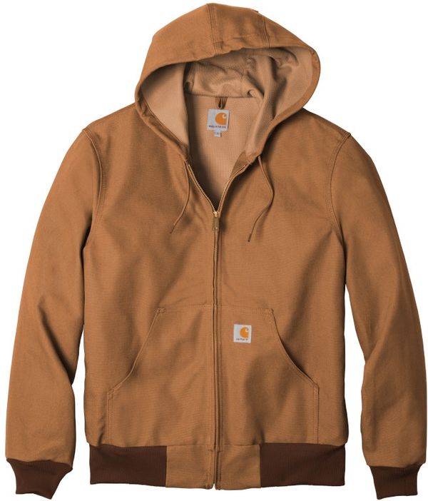 Am image of a Custom Carhartt Thermal Lined Duck Active Jacket in Carhartt Brown!