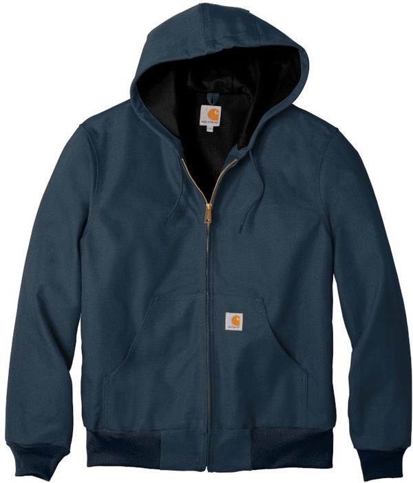 Am image of a Custom Carhartt Thermal Lined Duck Active Jacket in Dark Navy!
