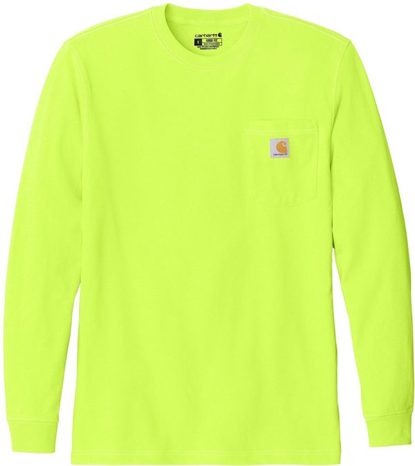 Am image of a Custom Carhartt Workwear Pocket Long Sleeve T Shirt in Brite Lime!