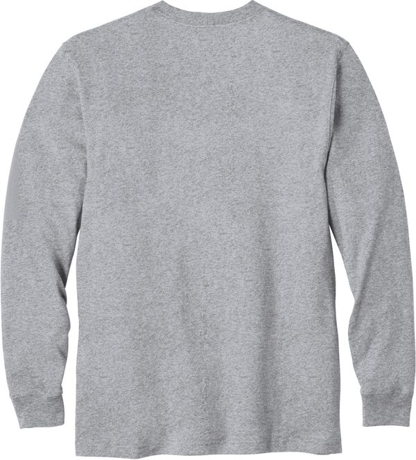 Am image of a Custom Carhartt Workwear Pocket Long Sleeve T Shirt in Heather Grey!