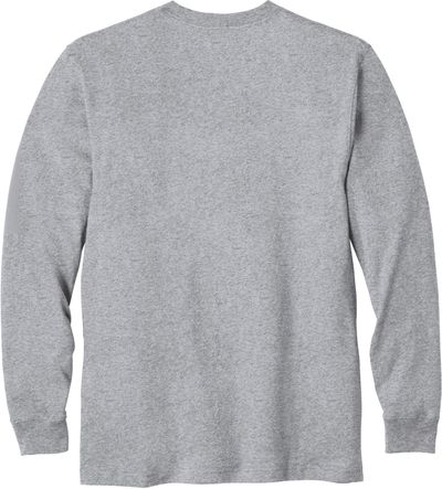 Am image of a Custom Carhartt Workwear Pocket Long Sleeve T Shirt in Heather Grey!