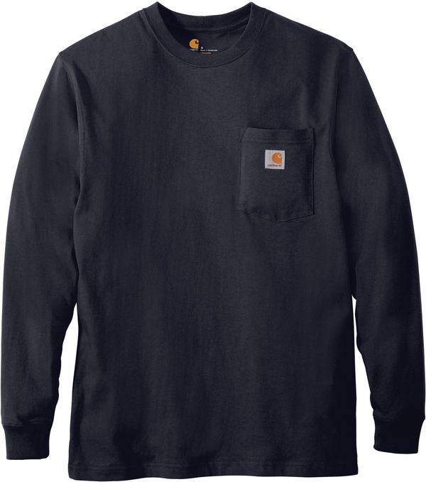 Am image of a Custom Carhartt Workwear Pocket Long Sleeve T Shirt in Navy!
