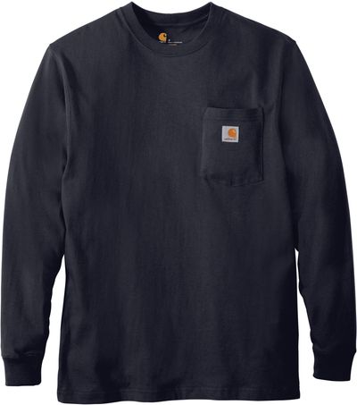 Am image of a Custom Carhartt Workwear Pocket Long Sleeve T Shirt in Navy!