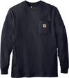 Am image of a Custom Carhartt Workwear Pocket Long Sleeve T Shirt in Navy!