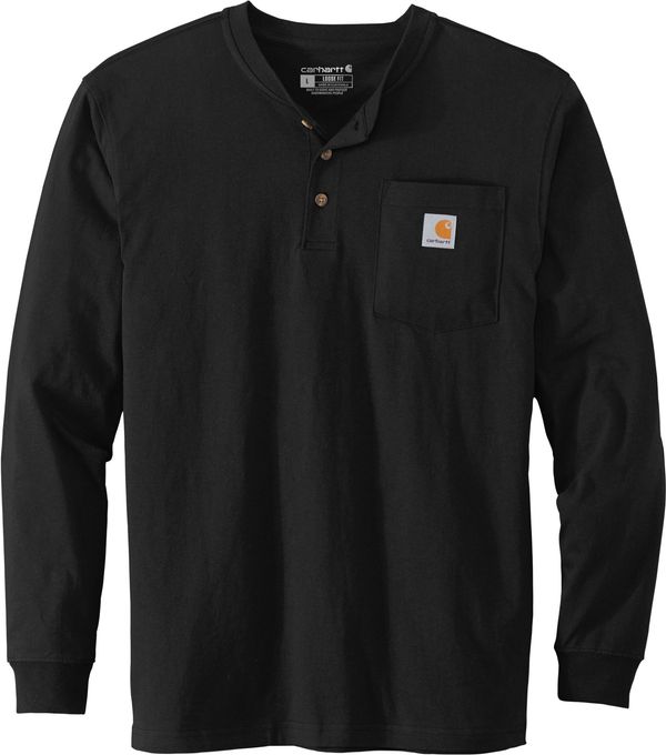 Am image of a Custom Carhartt Long Sleeve Henley T Shirt in Black!