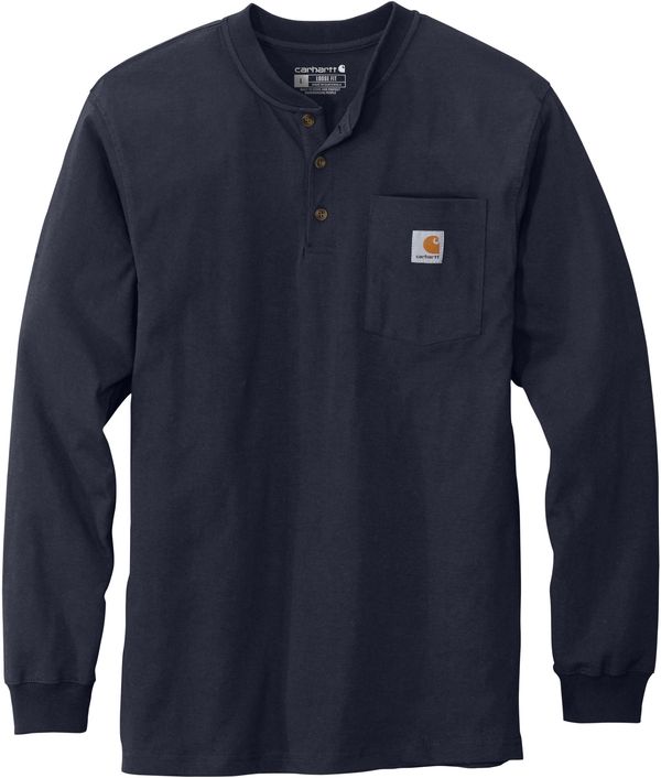 Am image of a Custom Carhartt Long Sleeve Henley T Shirt in Navy!