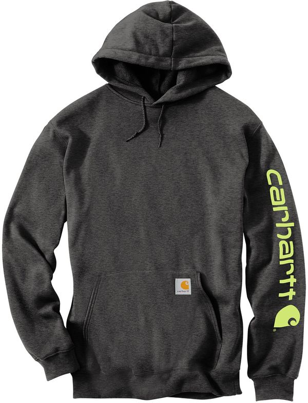 Am image of a Custom Carhartt Midweight Hooded Logo Sweatshirt in Carbon Heather!