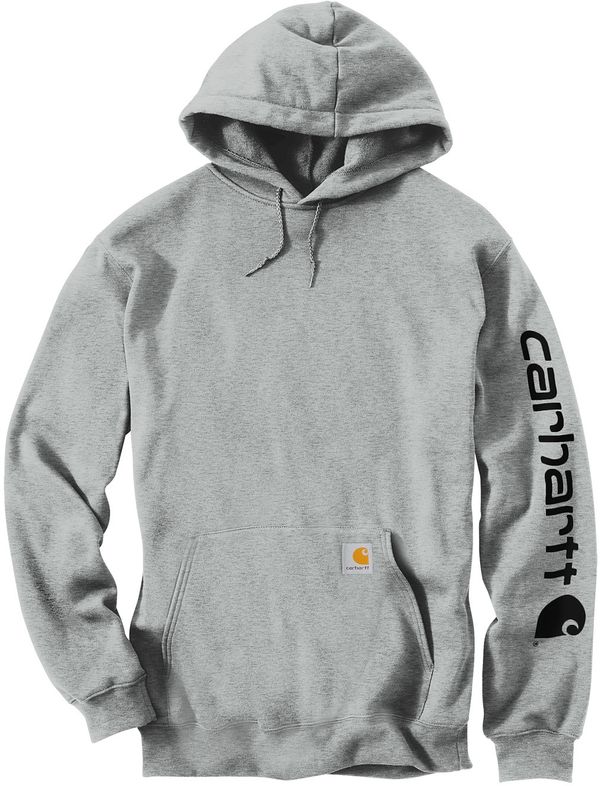Am image of a Custom Carhartt Midweight Hooded Logo Sweatshirt in Heather Grey!