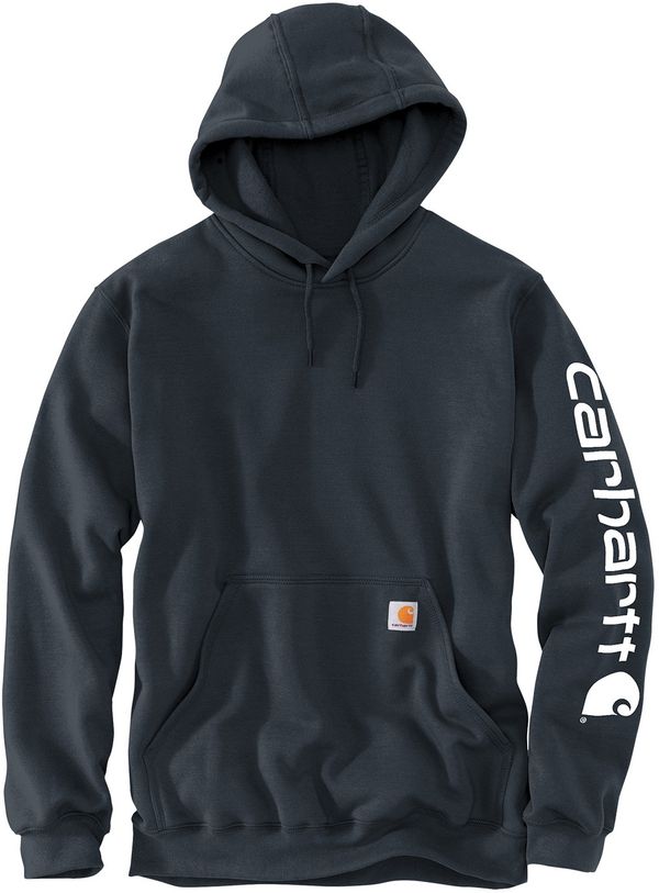 Am image of a Custom Carhartt Midweight Hooded Logo Sweatshirt in New Navy!