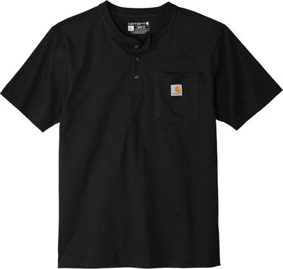Am image of a Custom Carhartt Short Sleeve Henley T Shirt in Black!
