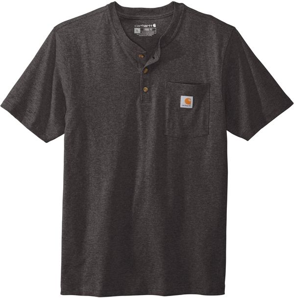 Am image of a Custom Carhartt Short Sleeve Henley T Shirt in Carbon Heather!
