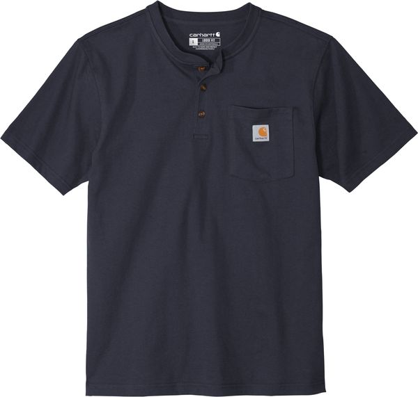 Am image of a Custom Carhartt Short Sleeve Henley T Shirt in Navy!