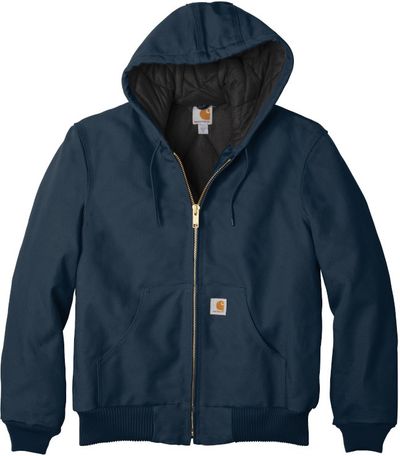 Am image of a Custom Carhartt Quilted Flannel Lined Duck Active Jacket in Dark Navy!