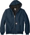 Am image of a Custom Carhartt Quilted Flannel Lined Duck Active Jacket in Dark Navy!