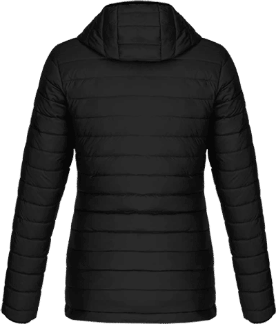 Am image of a Custom CX2 Canyon Ladies Lightweight Puffy Jacket in Black!