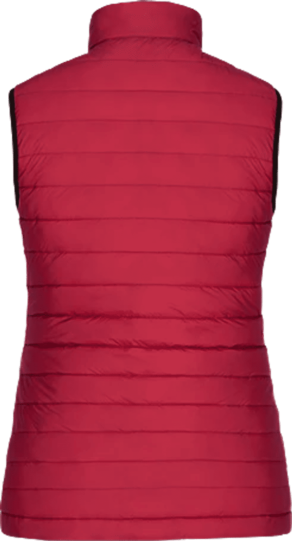 Am image of a Custom CX2 Faro Ladies Lightweight Puffy Vest in Red!