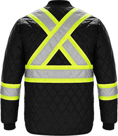 Am image of a Custom CX2 Hi Vis Quilted Freezer Jacket in Black!