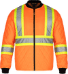 Am image of a Custom CX2 Hi Vis Quilted Freezer Jacket in Hi Vis Orange!