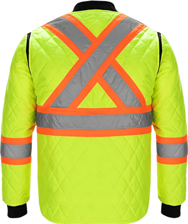 Am image of a Custom CX2 Hi Vis Quilted Freezer Jacket in Hi Vis Yellow!