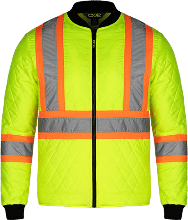 Am image of a Custom CX2 Hi Vis Quilted Freezer Jacket in Hi Vis Yellow!